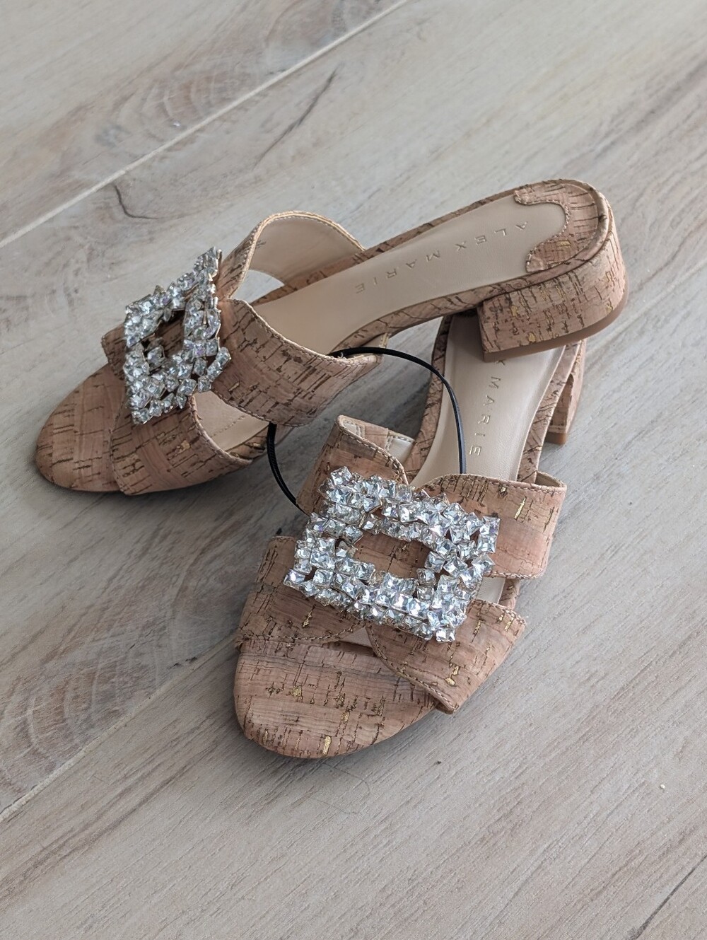 Alex Marie Colette Cork Slip On Jewel Buckle Ornament Sandals